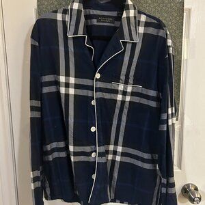 Burberry Men's INDIGO Blue PAIGNTON Nova Check Cotton Pajama Shirt
